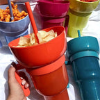 Portable Snack & Drink Tumbler – 2-in-1 with Straw