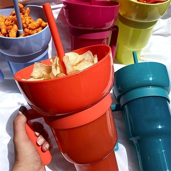 Portable Snack & Drink Tumbler – 2-in-1 with Straw