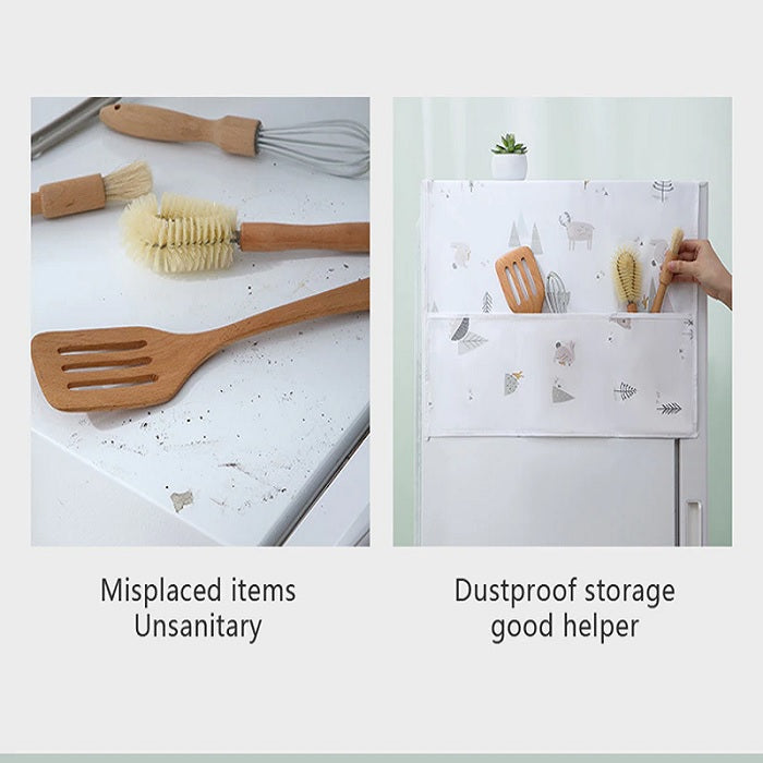 Transparent Waterproof Fridge Cover – Dust-Proof with Storage Pockets