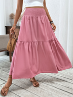 Floral print three-layer patchwork long skirt - Buy 2 items and get free shipping！
