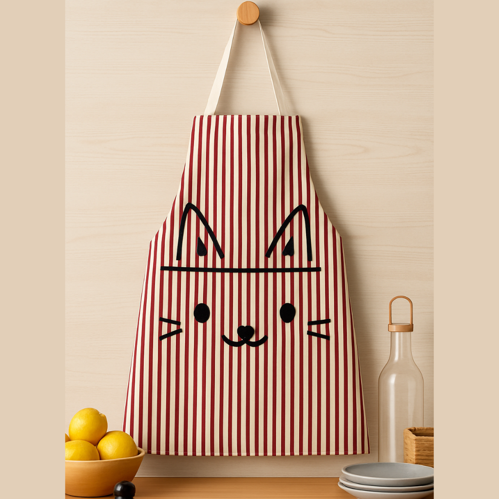 Cat Print Kitchen Apron – Waterproof & Adjustable (1 Pack)