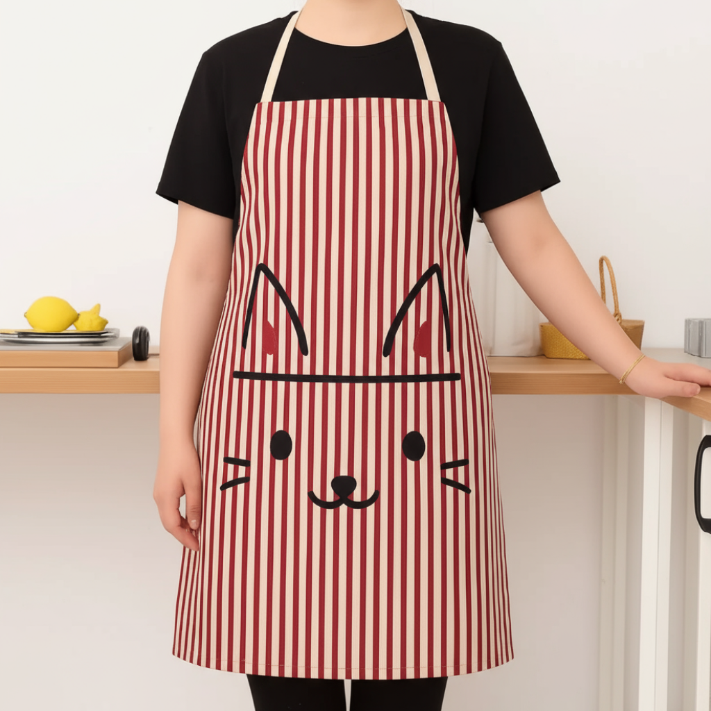 Cat Print Kitchen Apron – Waterproof & Adjustable (1 Pack)