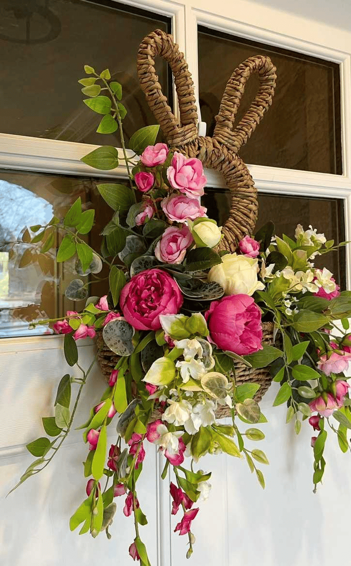 Bunny Basket Hanging Wall Pocket Spring Decor