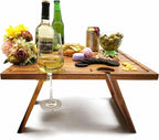 Deluxe Portable Picnic Wine Table