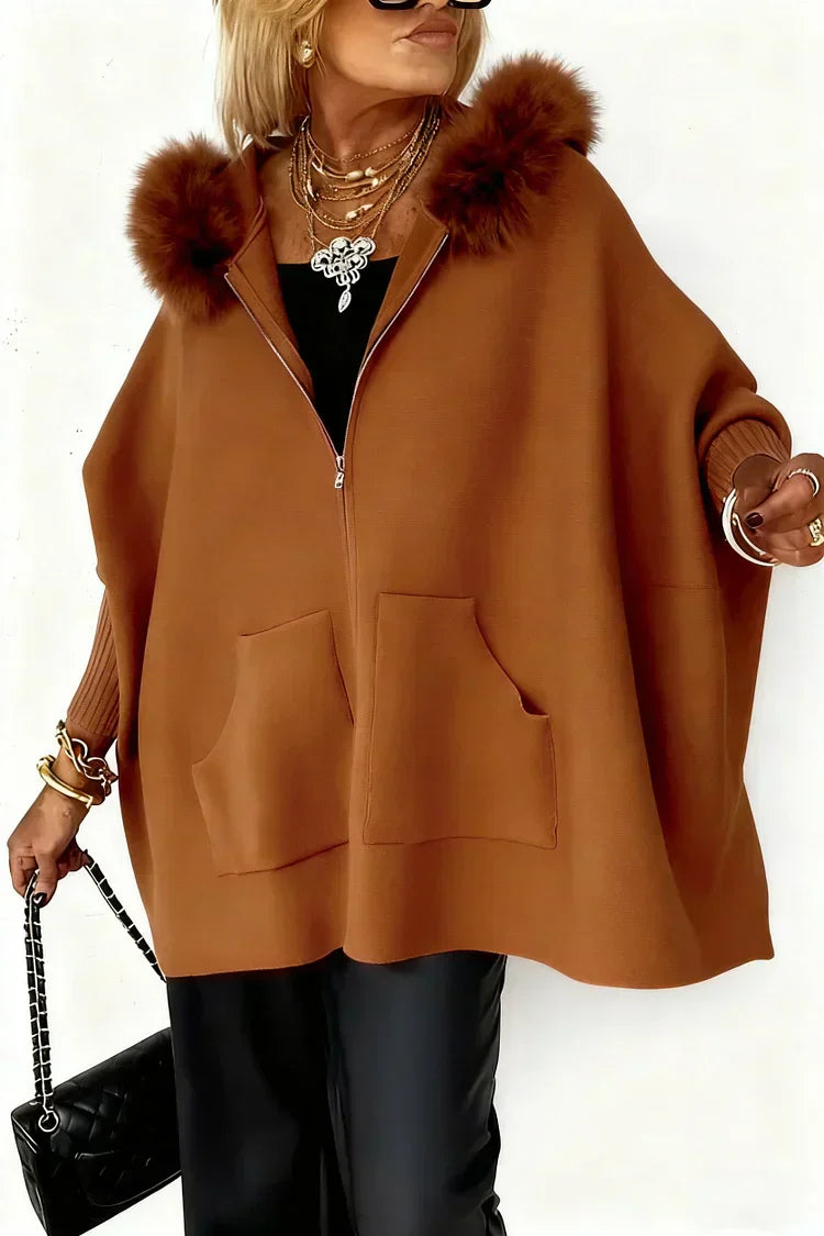 Women's solid color casual coat with fur collar 🔥 Plenty of stock, buy now!