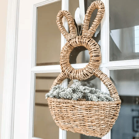 Bunny Basket Hanging Wall Pocket Spring Decor