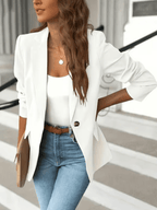 Women's Minimalist Solid Button Lapel Collar Blazer