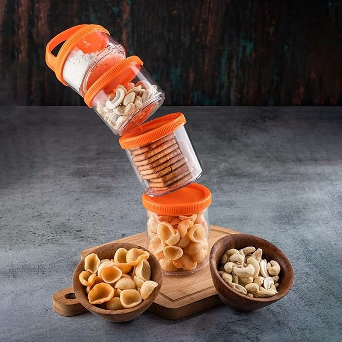 4-in-1 Dry Fruit & Snack Storage – Airtight, Stackable Jars