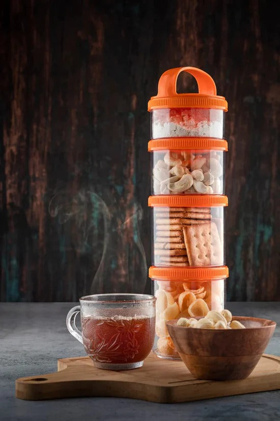 4-in-1 Dry Fruit & Snack Storage – Airtight, Stackable Jars