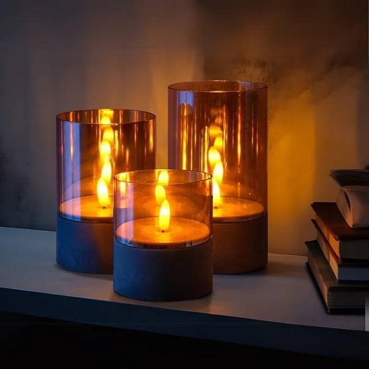 2025 New Arrivals🔥Gold Glass LED Candles(3 PCS)