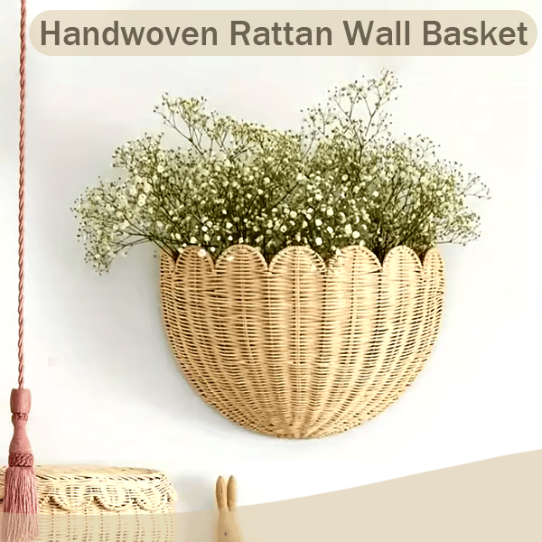 Chic Handwoven Rattan Wall Basket