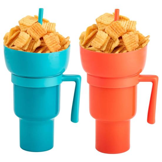 Portable Snack & Drink Tumbler – 2-in-1 with Straw