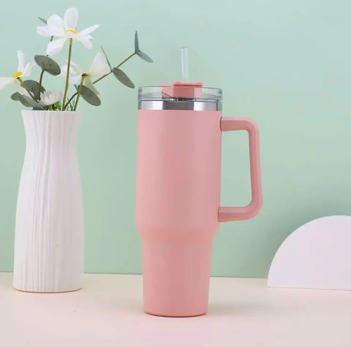 1200ml Stainless Steel Tumbler with Lid & Straw – Vacuum Insulated
