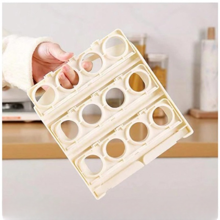 Foldable 3-Layer Egg Tray – 24-Grid Fridge Organizer