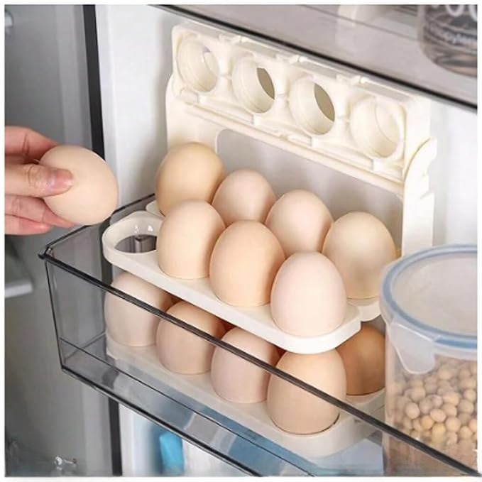 Foldable 3-Layer Egg Tray – 24-Grid Fridge Organizer