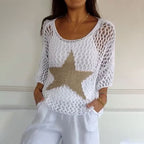 🔥Summer Hot Sale 49%OFF🔥Women's Fashion Round Neck Crochet Knit Fishnet Top