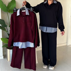 Women's casual long-sleeved top and pants two-piece set