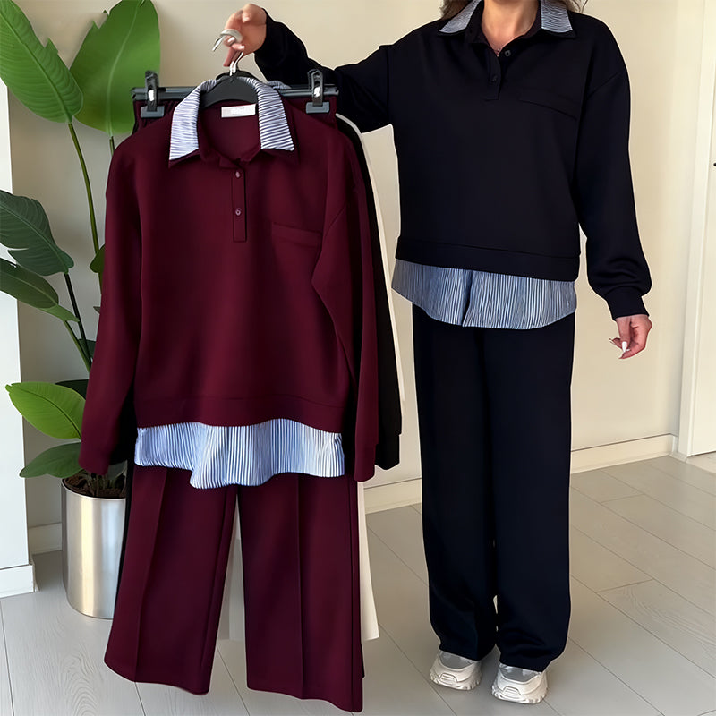 Women's casual long-sleeved top and pants two-piece set