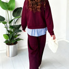 Women's casual long-sleeved top and pants two-piece set