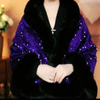 Elegant Faux Fur Sequin Shawl for Women - New Arrival