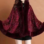 Elegant Faux Fur Sequin Shawl for Women - New Arrival