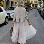 Women's Long-Sleeve Tops & Sleeveless Dress 2-Piece Set