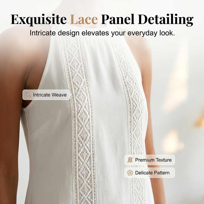 ✨2026 New Arrival 49%Off💖Women Halter Lace Panel Midi Dress——Buy 2, get free shipping!