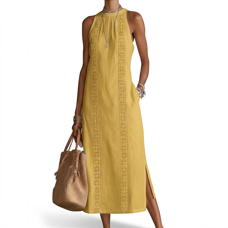 ✨2026 New Arrival 49%Off💖Women Halter Lace Panel Midi Dress——Buy 2, get free shipping!