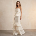Women’s Strapless Tiered Ruffle Smocked Dress