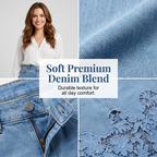 Women's denim bodycon skirt with lace trim