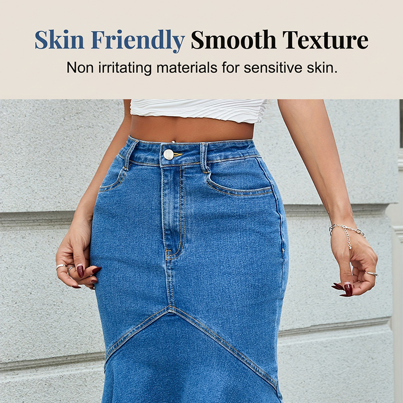 Flared-hem midi denim skirt