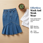 Flared-hem midi denim skirt