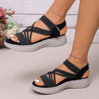 Women's sandals with elastic band, thick sole and arch support