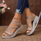 Women's sandals with elastic band, thick sole and arch support