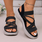 Women's sandals with elastic band, thick sole and arch support