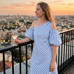 👗 LIMITED-TIME 49% OFF! ✨ Women's Striped Off Shoulder Dress – Elegant, Flowy, Summer Chic 🌊