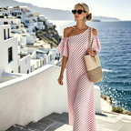 👗 LIMITED-TIME 49% OFF! ✨ Women's Striped Off Shoulder Dress – Elegant, Flowy, Summer Chic 🌊